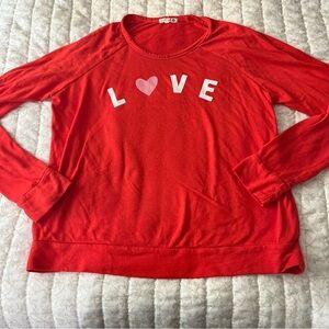Sundry Red Love Graphic Sweatshirt Heart Long Sleeve Top Size 2 Medium
